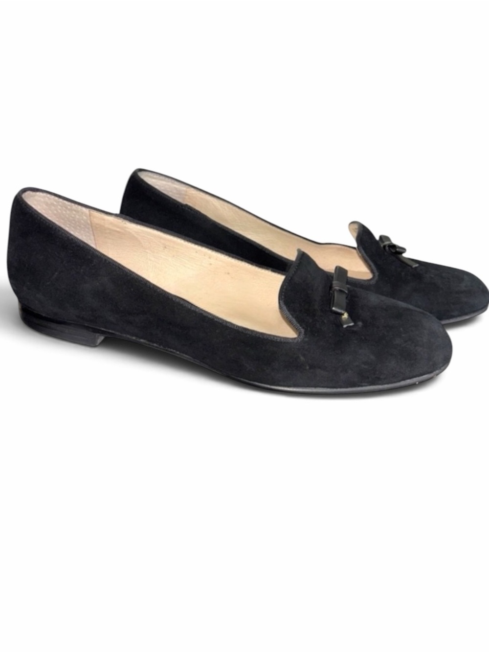 Louise et Cie Lo Anniston Suede Almond Toe Smoking Flat Black Size 8.5